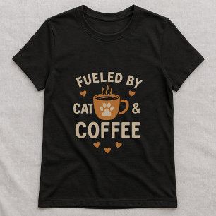 Angetrieben von Cat & Coffee Tee; Süße Katze Coffe T-Shirt