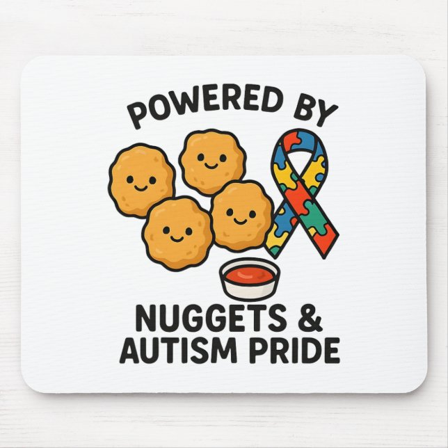 Angetrieben von Chicken Nuggets und Autism Pride M Mousepad (Vorne)