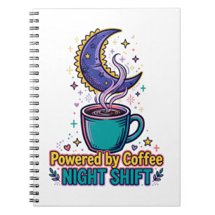 Angetrieben von Coffee Night Shift Notizbuch Notizblock