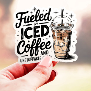 Angetrieben von Eiskaffee und unaufhaltsamem Chaos Aufkleber