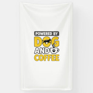 Angetrieben von Hund und Kaffee Vintage-Shirt-Desi Banner