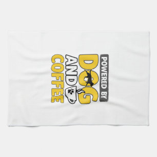 Angetrieben von Hund und Kaffee Vintage-Shirt-Desi Geschirrtuch