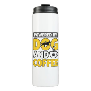 Angetrieben von Hund und Kaffee Vintage-Shirt-Desi Thermosbecher