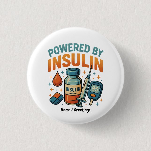 Angetrieben von Insulin Diabetes Awareness Funny Z Button (Vorderseite)