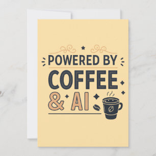 Angetrieben von Kaffee & AI Retro-Tech-Vektor Feiertagskarte