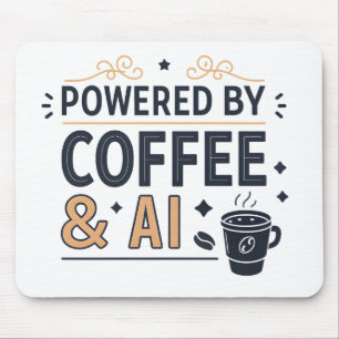 Angetrieben von Kaffee & AI Retro-Tech-Vektor Mousepad