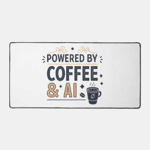 Angetrieben von Kaffee & AI Retro-Tech-Vektor Schreibtischunterlage