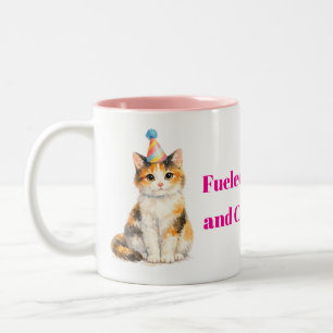 Angetrieben von Kaffee Calico-Katze Haustier Zweifarbige Tasse