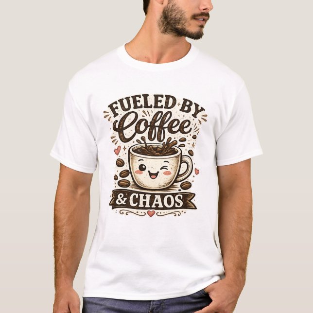 Angetrieben von Kaffee & Chaos Shirt (Vorderseite)