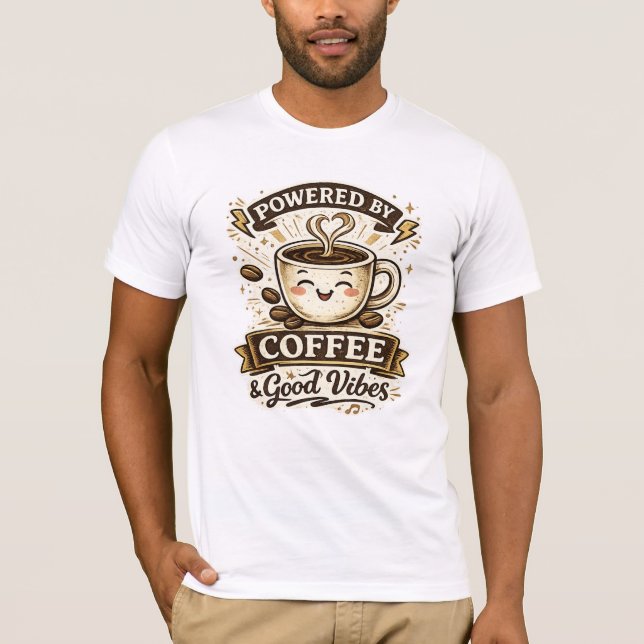 Angetrieben von Kaffee T-Shirt (Vorderseite)
