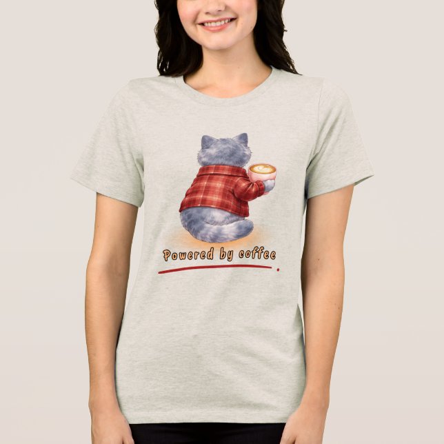 Angetrieben von Kaffee Tri-Blend Shirt (Vorderseite)