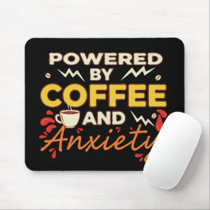 Angetrieben von Kaffee und Angst   Lustige Retro-T Mousepad