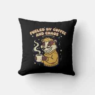 Angetrieben Von Kaffee Und Chaos Lustig Retro Dach Kissen