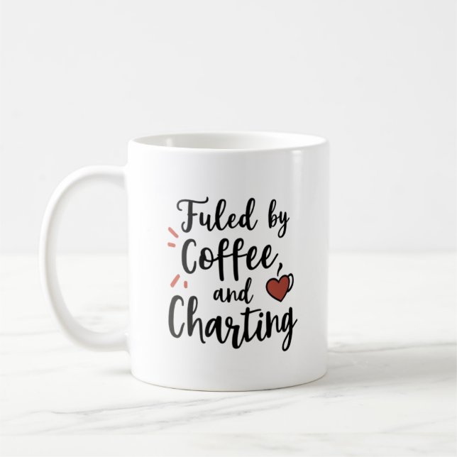 Angetrieben von Kaffee und Charting – Script Style Kaffeetasse (Links)