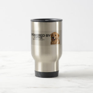 Angetrieben von Kaffee und einem Golden - Edelstah Reisebecher