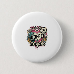 Angetrieben von Kaffee und Fußball Vintage-Shirt-D Button