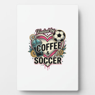Angetrieben von Kaffee und Fußball Vintage-Shirt-D Fotoplatte