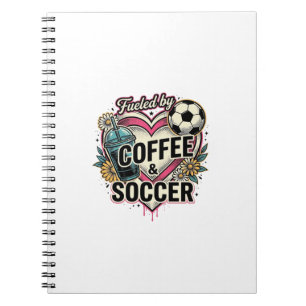 Angetrieben von Kaffee und Fußball Vintage-Shirt-D Notizblock