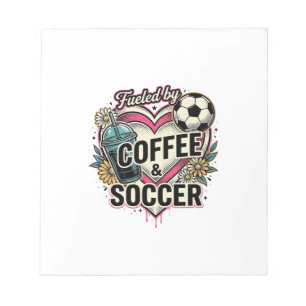 Angetrieben von Kaffee und Fußball Vintage-Shirt-D Notizblock