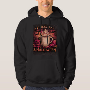 Angetrieben von Kaffee und Halloween Lustiges Herb Hoodie