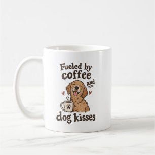 Angetrieben von Kaffee und Hundeküssen Lustiger Hu Kaffeetasse