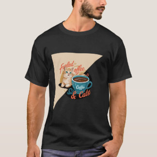 Angetrieben von Kaffee und Katzen T-Shirt süß Kaff