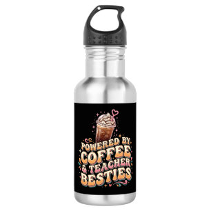 Angetrieben von Kaffee und Lehrer-Bestenfreundinne Edelstahlflasche