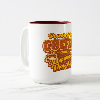 Angetrieben von Kaffee und unangebrachten Gedanken Zweifarbige Tasse