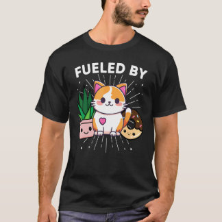 Angetrieben von Katzen Pflanzen Donuts Lustig T-Shirt