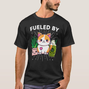 Angetrieben von Katzen Pflanzen Eis-Matcha-Grüntee T-Shirt