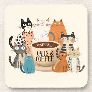 Angetrieben von Katzen und Kaffee Getränkeuntersetzer