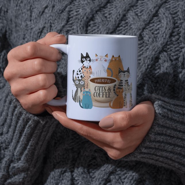 Angetrieben von Katzen und Kaffee Kaffeetasse (Von Creator hochgeladen)