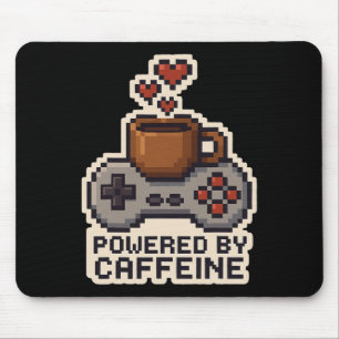 Angetrieben von Koffein Pixel Art Gamer Kaffeelieb Mousepad