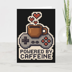 Angetrieben von Koffein Pixel-Art-Spieler Kaffeeli Karte