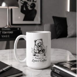 Angetrieben von Liebe & Kaffee Lustiges Bär-T-Shir Kaffeetasse