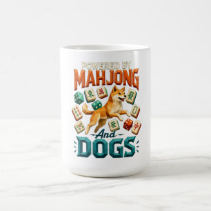 Angetrieben von Mahjong und Hunden Shiba Inu Geome Kaffeetasse