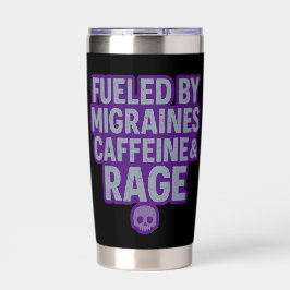 Angetrieben von Migräne, Koffein & Wut Purple Thermobecher
