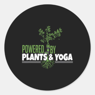 Angetrieben von Pflanzen und Yoga für Frauen Yoga- Runder Aufkleber