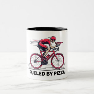 Angetrieben von Pizza Radfahrer Zweifarbige Tasse