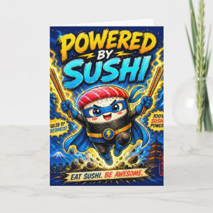 Angetrieben von Sushi – Süßer Superhelden-Sushi Dankeskarte