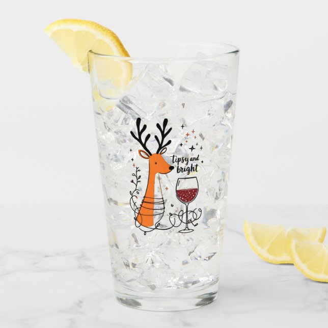 Angetrunkene und strahlende Rentiere  Glas (Vorderseite Ice)