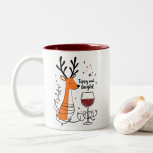 Angetrunkene und strahlende Rentiere Zweifarbige Tasse