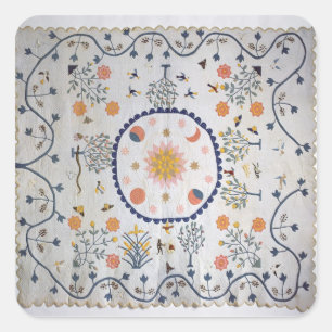 Angewandter Stepptisch mit Sonne, Mond, Sternen Quadratischer Aufkleber