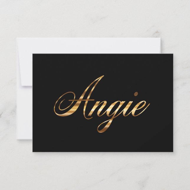 Angie gold Design Lettering Karte (Vorderseite)