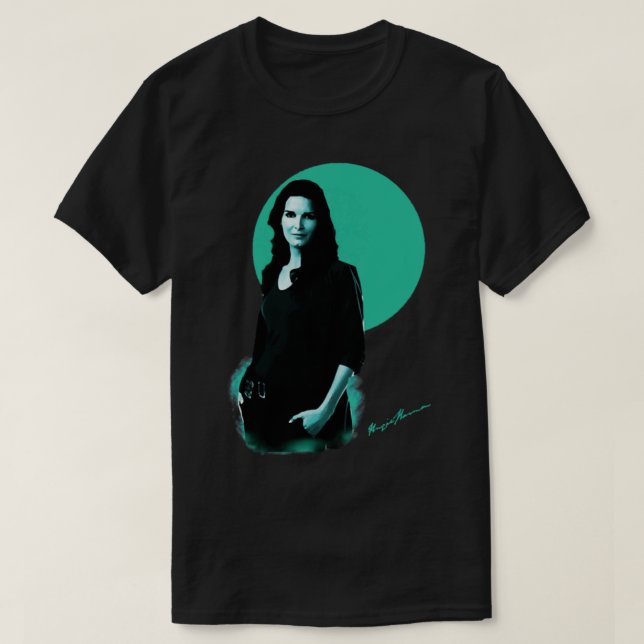 Angie Harmon-blue Poster Cap T-Shirt (Design vorne)