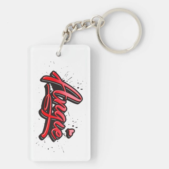 Angie Heart Splash Schlüsselanhänger rechteckig (Rückseite)