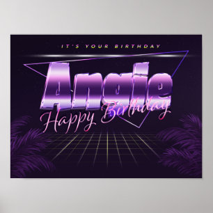 Angie Name Vorname lila retro Poster Geburtstag