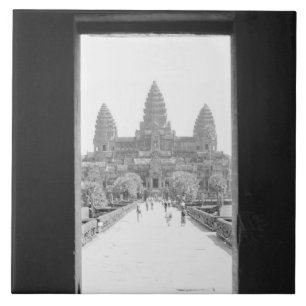 Angkor Kambodscha, Angkor Wat Türblick Fliese