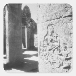 Angkor Kambodscha, Apsara-Schnitzerei The Bayon 2 Quadratischer Aufkleber