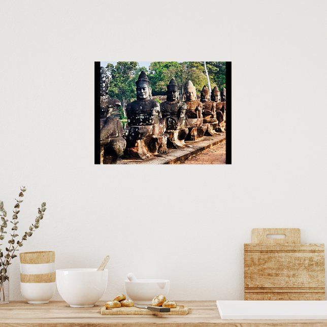 Angkor Thom God Statues  Poster (Küche)